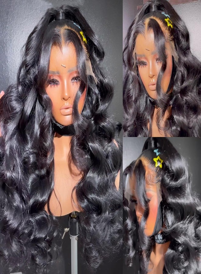 ANDRIA 13X6 Black HD Lace Front Wigs Pre-Plucked Hairline Long Body Wave Glueless Lace Frontal Wigs with Baby Hair 200% Density 26 Inch Natural Loose Wave HD Lace Closure Wig - Image 5